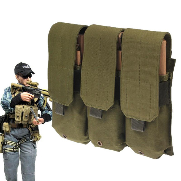 Triple Canvas Clips Pouch with Hook and Loop Fastener & Quick Release Buckles(Army Green)