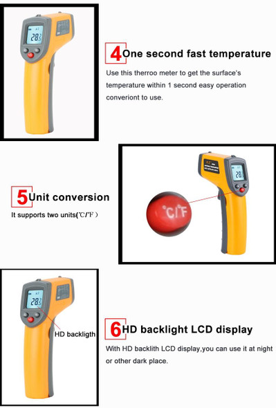 Digital Laser Infrared Temperature Sensor Controller GM320 Handheld Thermometer