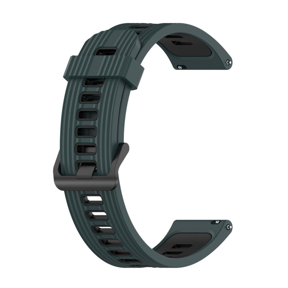 Garmin Move Sport 20mm Striped Mixed-Color Silicone Watch Band(Olive Green+Black)