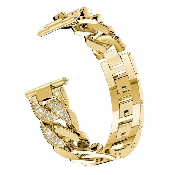 Garmin Vivoactive 4 / Venu 2 22mm Row Diamonds Denim Chain Watch Band(Gold)