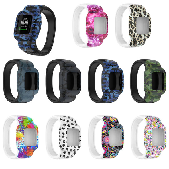 Garmin Vivofit JR3 No Buckle Silicone Printing Watch Band, Size:L(Leopard)