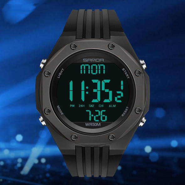 SANDA 6093 Waterproof Luminous Electronic Digital Watch(Blue)