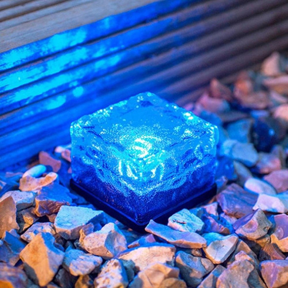 Solar Powered Square Tempered Glass Outdoor LED Buried Light Garden Decoration Lamp IP55 WaterproofSize: 7 x 7 x 5cm (Blue Light)