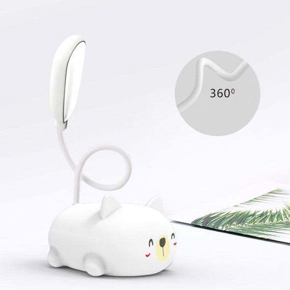 Cartoon Cat Design LED Eye Protection Reading Lamp USB Rechargeable Desk Lamp(White)