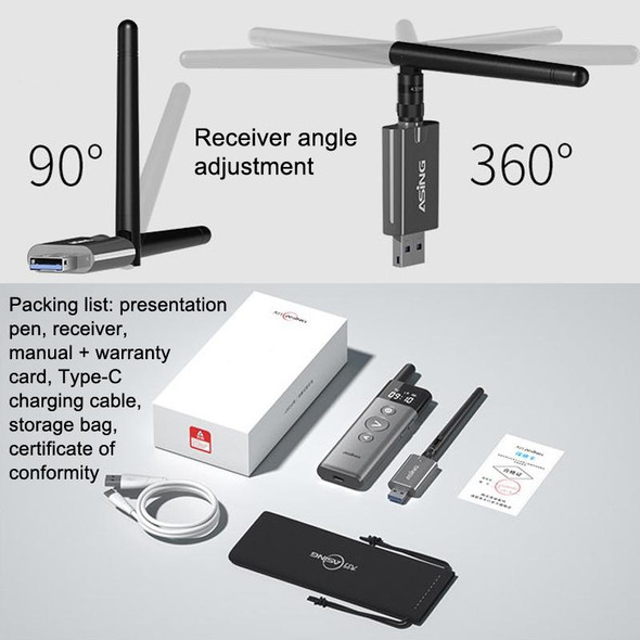 ASiNG A10 Green Light PPT Page Turning Pen Remote Control Presentation Pen, Capacity: 32G (Gray)