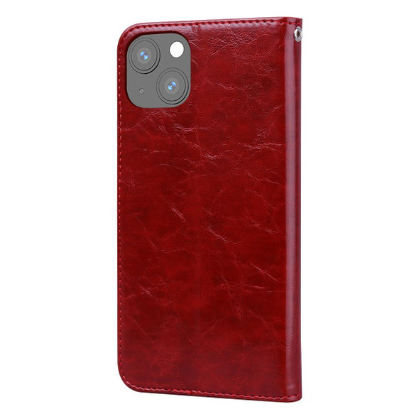 Business Style Oil Wax Texture Horizontal Flip Leatherette Case with Holder & Card Slots & Wallet - iPhone 13 mini(Red)