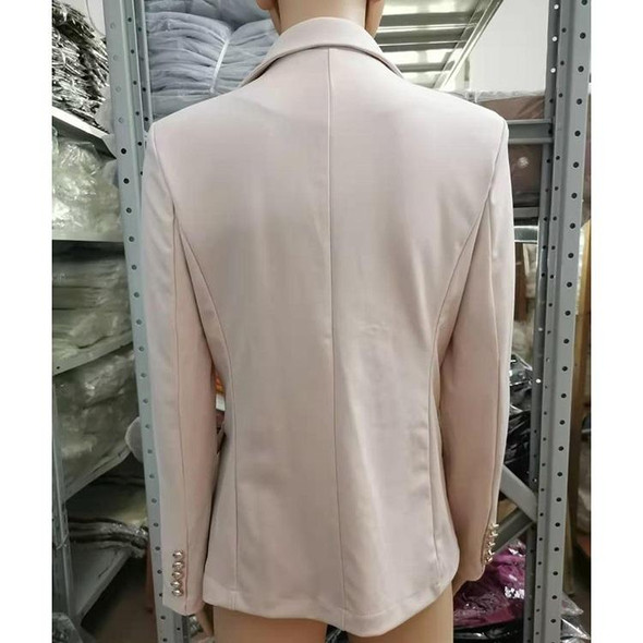 Solid Color Slim Long-sleeved Cardigan Short Suit Jacket for Ladies (Color:Black Size:L)