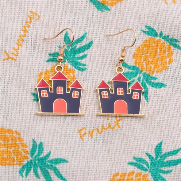 2 Sets Halloween Personality Alloy Electroplating Castle Jewelry(Earrings+Necklace)