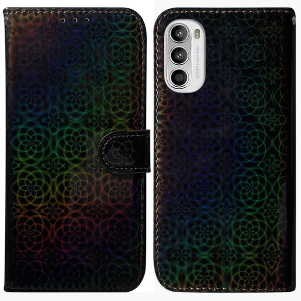 Motorola Moto G52 Colorful Magnetic Buckle Leather Phone Case(Black)