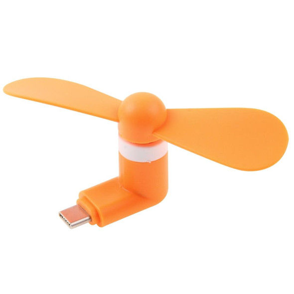 Fashion USB 3.1 Type-C Port Mini Fan with Two Leaves, - Mobile Phone with OTG Function(Orange)