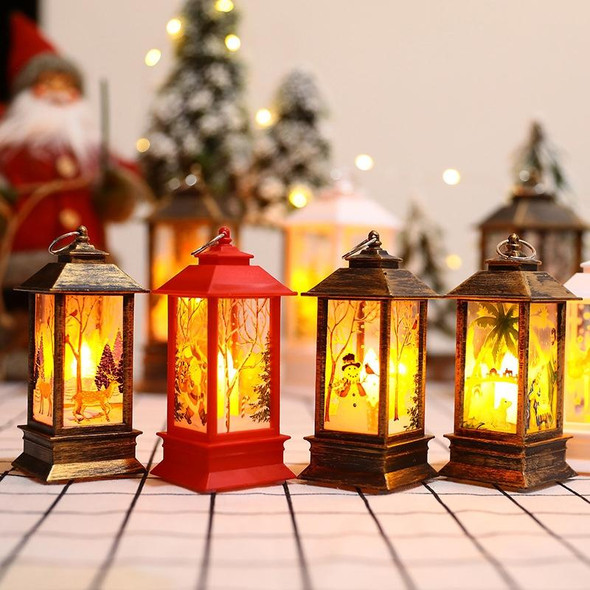 Christmas Flame Lantern Christmas Decoration LED Luminous Ornament Candlestick Lamp, Size: Large 77 x 77 x 195mm(Red Santa)