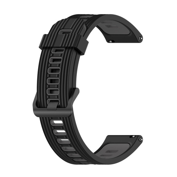 Garmin Forerunner 55 20mm Vertical Pattern Two-Color Silicone Watch Band(Black+Grey)