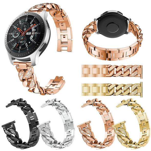 Garmin Vivoactive 4 / Venu 2 22mm Row Diamonds Denim Chain Watch Band(Black)