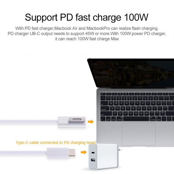 45W / 65W / 85W / 100W 5 Pin MagSafe 2 (T-Shaped) to USB-C / Type-C PD Charging Cable