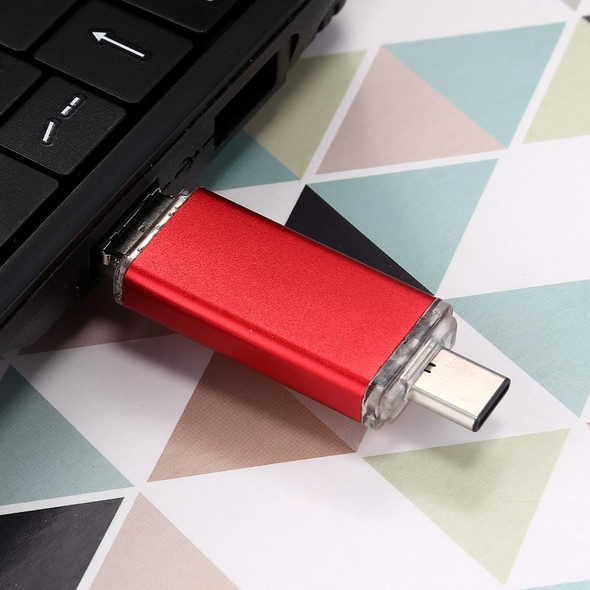 128GB 3 in 1 USB-C / Type-C + USB 2.0 + OTG Flash Disk, - Type-C Smartphones & PC Computer(Red)