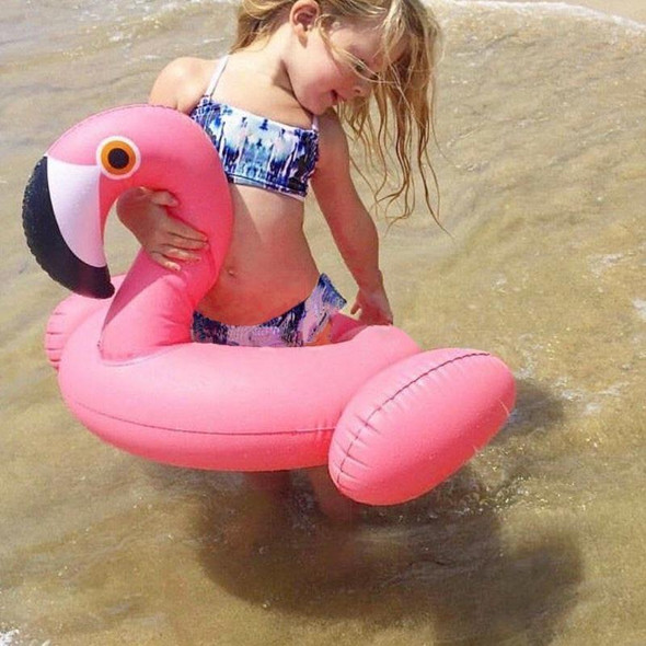 Kids Summer Water Fun Inflatable Flamingo Shaped Pool Ride-on Swimming Ring Floats, Outer Diameter: 87cm