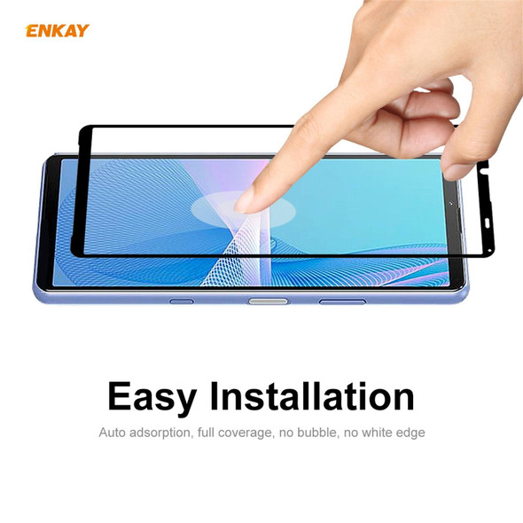 5 PCS ENKAY Full Glue 0.26mm 9H 2.5D Tempered Glass Full Film - Sony Xperia 10 III / 10 IV