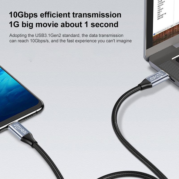 1.5m 10Gbps USB-C / Type-C Female to Male Elbow Charging Data Transmission Extension Cable