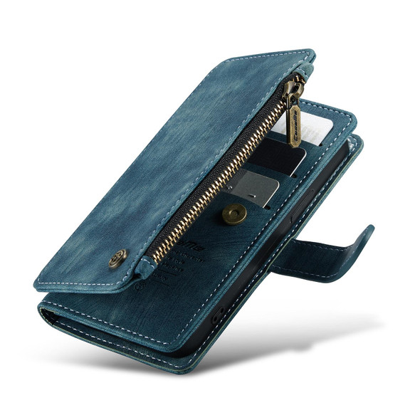 CaseMe-C30 PU + TPU Multifunctional Horizontal Flip Leatherette Case with Holder & Card Slot & Wallet & Zipper Pocket - iPhone 13 mini(Blue)