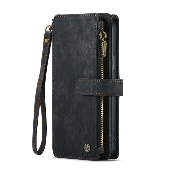 CaseMe-C30 PU + TPU Multifunctional Horizontal Flip Leatherette Case with Holder & Card Slot & Wallet & Zipper Pocket - iPhone 13 Pro Max(Black)