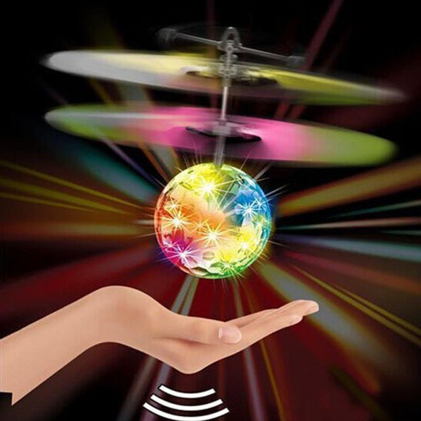Mini Fun Kids Toy Suspended Crystal Ball Sensing Aircraft Hand Induction Flying Aircraft with Colorful LED Light, without Remote Control