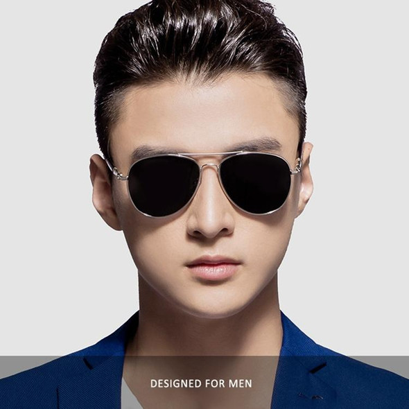 Men Oversized Aviation Metal Frame Spring Temple Polarized Sunglasses Male  Pilot Male Driving Sun Glasses(Black Frame)