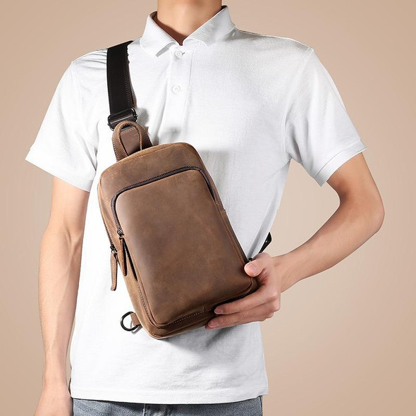 TP-6021 Men Vintage Leather Travel Messenger Bag(Coffee)