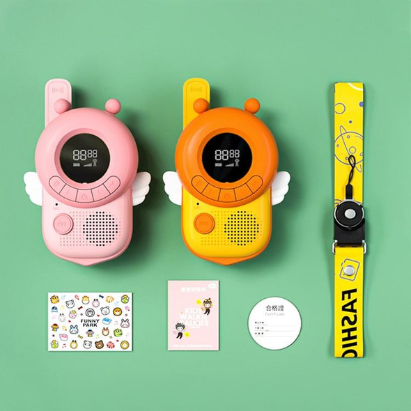 adj-847 Cartoon Bee-shaped Children Walkie-talkie Wireless 3km Call Outdoor Parent-child Interactive Toy with Flashlight & Anti-lost Lanyard (Pink)