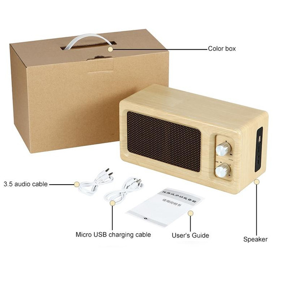 D60 Subwoofer Wooden Bluetooth 4.2 Speaker, Support TF Card & 3.5mm AUX & U Disk Play(Yellow)