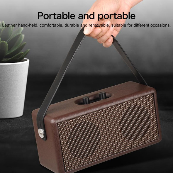 D30 Portable Subwoofer Wooden Bluetooth 4.2 Speaker, Support TF Card & 3.5mm AUX & U Disk Play(Black)