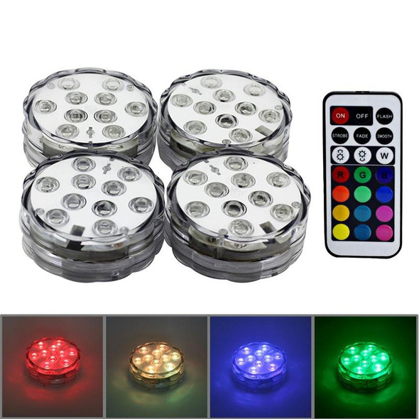 4 PCS Colorful Remote Control Decoration Diving Lamp, 10-LED  with Remote Control(White)