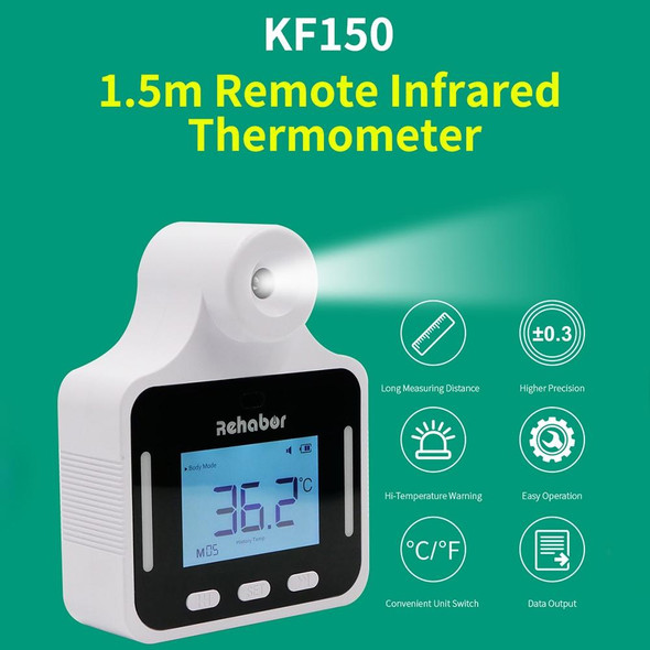 KF150 Long-distance Handsfree Non-contact Forehead Body Light-sensitive Distance Sensor Infrared Thermometer, 2.8 inch LCD Display Screen