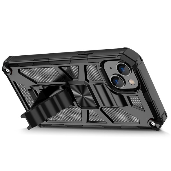 Armor Shockproof TPU + PC Magnetic Protective Phone Case with Holder - iPhone 14(Black)