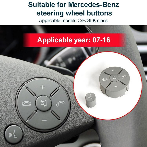 1 Pair Car Steering Wheel Switch Buttons Panel for Mercedes-Benz W204 2007-2014, Left Driving(Beige)