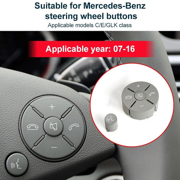 1 Pair Car Steering Wheel Switch Buttons Panel for Mercedes-Benz W204 2007-2014, Left Driving(Grey)