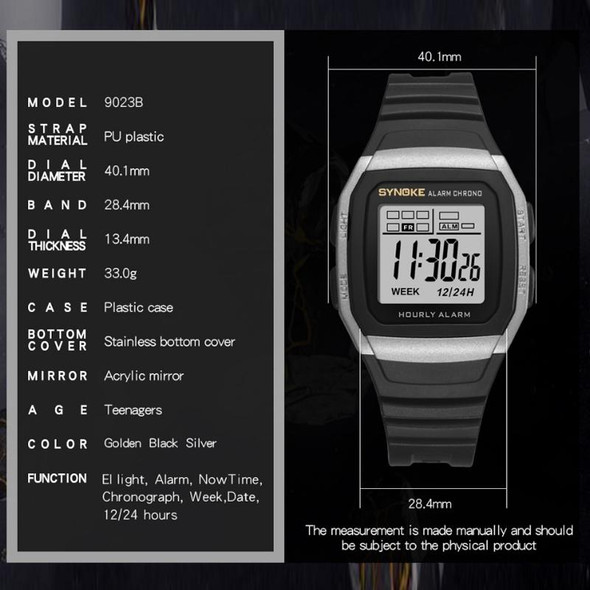 SYNOKE 9023B Multifunctional Sports Shockproof & Waterproof Electronic Watch(Silver)