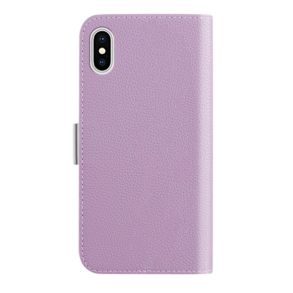 Candy Color Litchi Texture Leatherette Phone Case - iPhone XS Max(Light Purple)