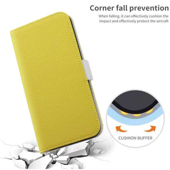 Candy Color Litchi Texture Leatherette Phone Case - iPhone XS / X(Yellow)