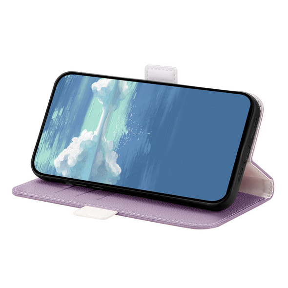 Candy Color Litchi Texture Leatherette Phone Case - iPhone 13 Pro(Light Purple)