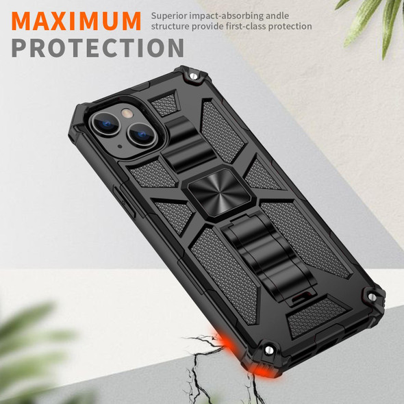 Armor Shockproof TPU + PC Magnetic Protective Phone Case with Holder - iPhone 14 Max(Silver)