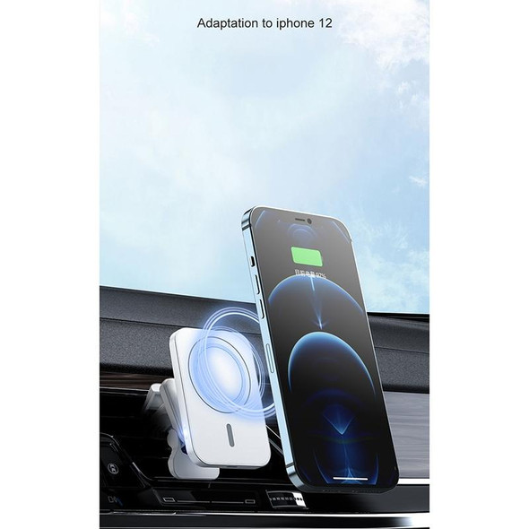 adj-987 15W Magsafe Magnetic Car Air Outlet Wireless Charger for iPhone 12 Series, with LED Indicator(Black)