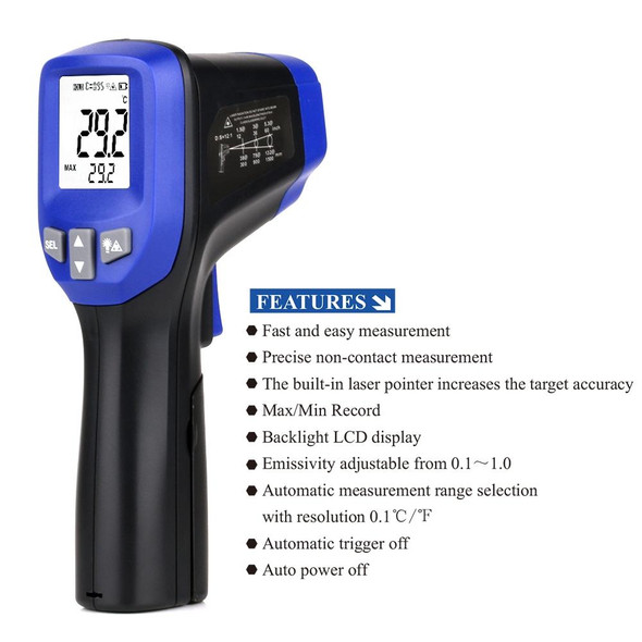FLUS IR-826 -30350 Laser Infrared Thermometers Circle Laser Infrared Handheld Digital Electronic Outdoor Hygrometer Thermometer