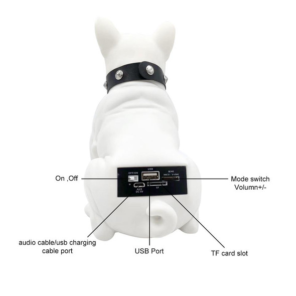 CH-M10 Bulldog Shape Stereo Wireless Bluetooth Speaker, Support TF Card / U Disk / FM(White)