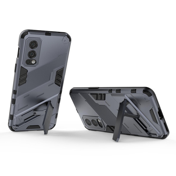 OnePlus Nord 2 5G Punk Armor 2 in 1 PC + TPU Shockproof Case with Invisible Holder(Grey)