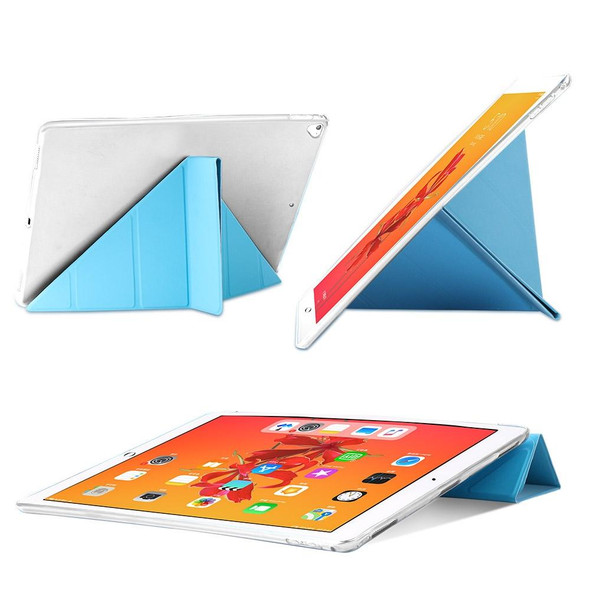 Multi-folding TPU Back Flip Leather Smart Tablet Case for iPad Pro 12.9 inch 2015 / 2017(Black)