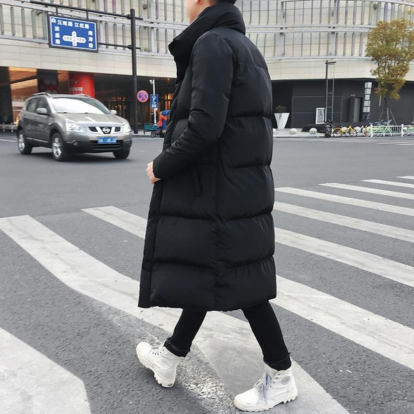 Mens Long Down Jacket Coat Winter Parkas Thick Warm Slim Fit Male Overcoat, Size:XL(Black)
