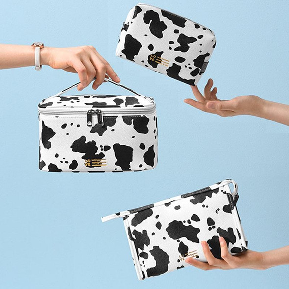 Waterproof PU Cosmetic Bag Milk Pattern Cosmetics Storage Bag, Style: Square Bag