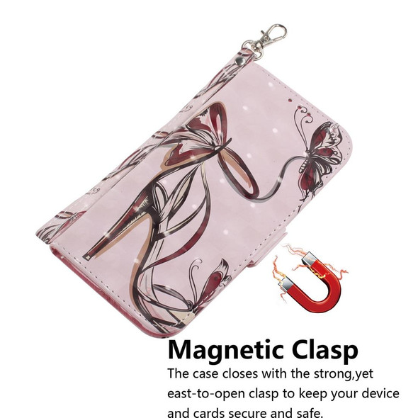 Huawei Y6p 3D Painted Pattern Magnetic Attraction Horizontal Flip Leather Case with Holder & Card Slot & Wallet & Lanyard(Butterfly High Heels)