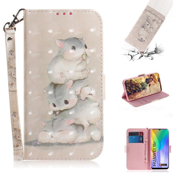 Huawei Y6p 3D Painted Pattern Magnetic Attraction Horizontal Flip Leather Case with Holder & Card Slot & Wallet & Lanyard(Squirrels)