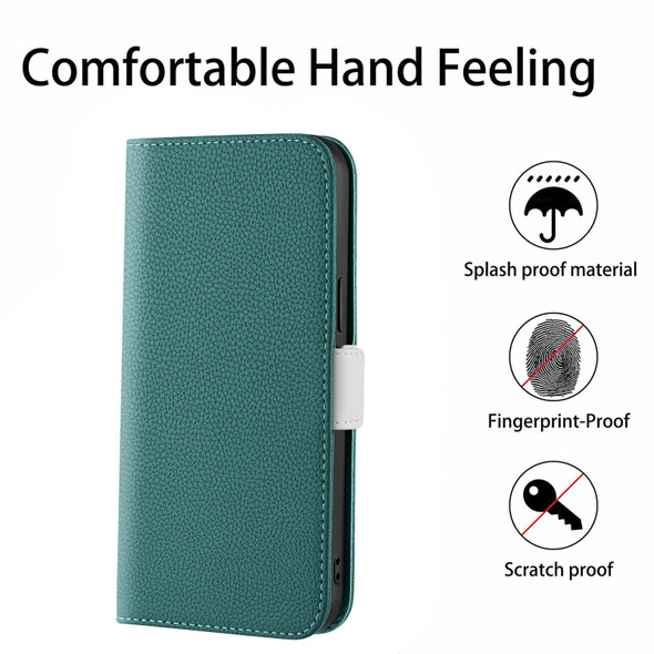 Candy Color Litchi Texture Leatherette Phone Case - iPhone 14 Pro Max(Dark Green)